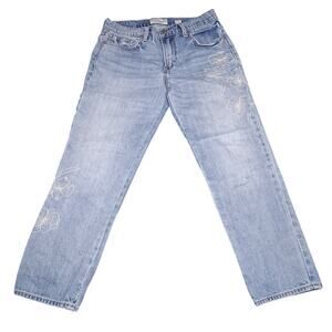 Lucky Brand Straight Leg Floral Embroidery Jeans Bohemian Cottagecore Flowers